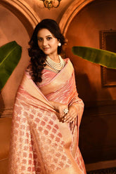 Pastel Pink Banarasi Tissue Handloom Sarees